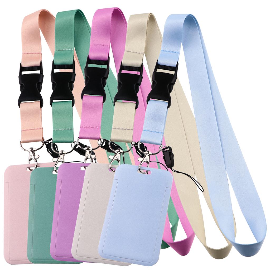 Pure Color Credential Holder Lanyard For Keys Neck Strap Id Card Badge Holder Key Chain Key Rings Accessories Christmas Holiday Gifts