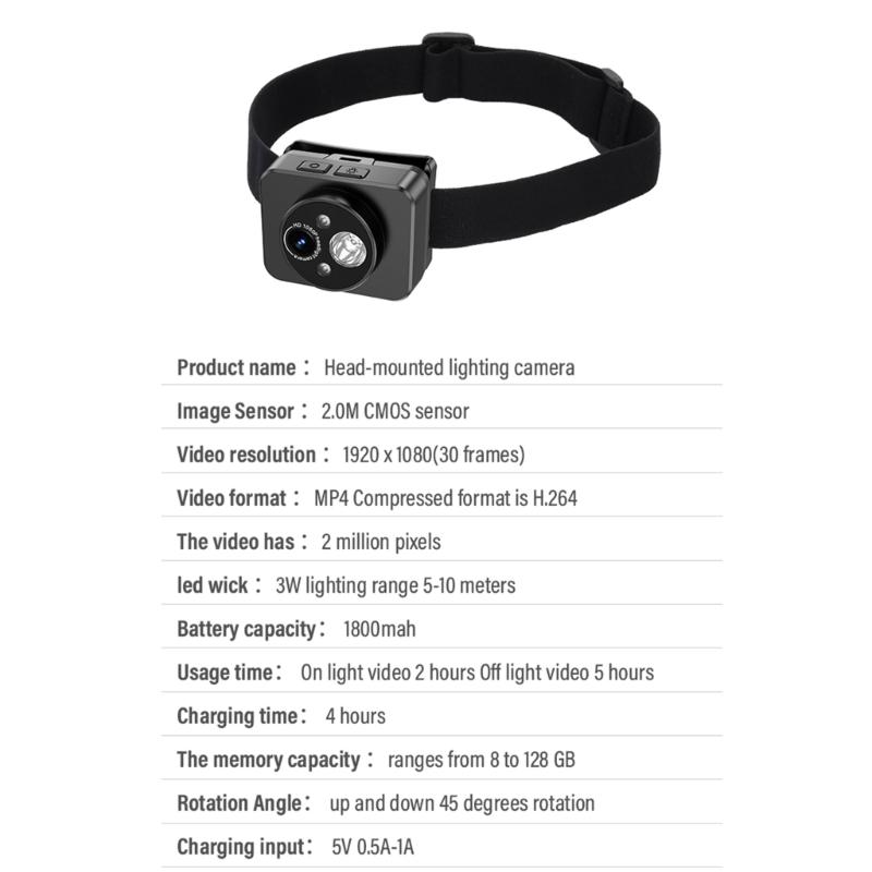 Head Mounted Camera Sports Recorder With 120° Wide Angle and Night Visions For Motorcycling and Aerial Shots