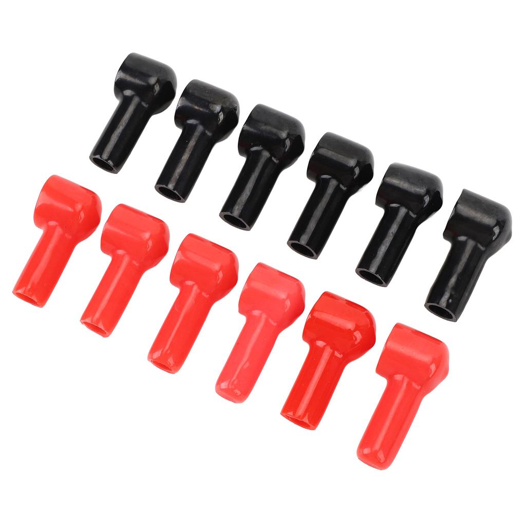 12Pcs Battery Terminal Boot Insulating Cover 6 Red 6 Black Cable Lug Protector Cover Cap for Vehicle Marine Commercial