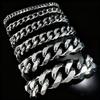 HNSP 3MM-15MM Thick Stainless Steel Cuban Chain Bracelet For Men Adjustable Size Trend Accessory  Hand Chains Male