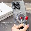 KEYSION Glitter Jewelled Magnetic Phone Case for HONOR X7c X8b X8A Makeup Mirror Stand Shockproof Cover for Honor 200 Smart 5G