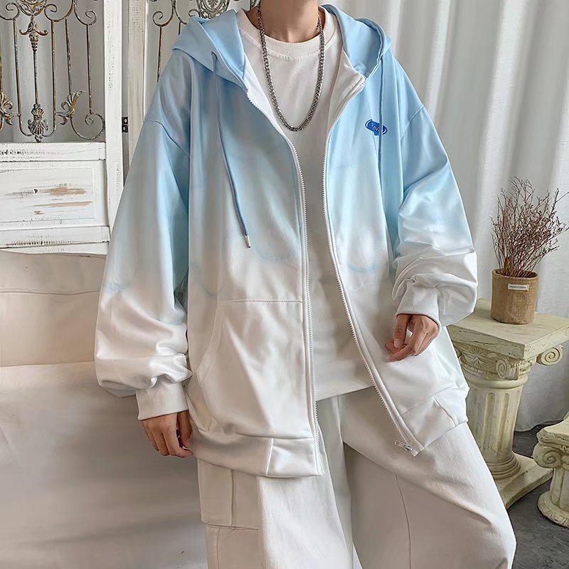Gradient Women's Loose Hooded Korean Style Cardigan Jacket - Autumn Streetwear Fashion