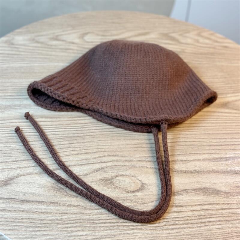 Autumn and Winter Warm Wool Hat Women's Ear Protector Knitted Pullover Hat Strap Fashion Hat