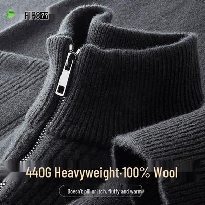 Shanshan Men's 440G Heavyweight Half-Zip Wool Sweater