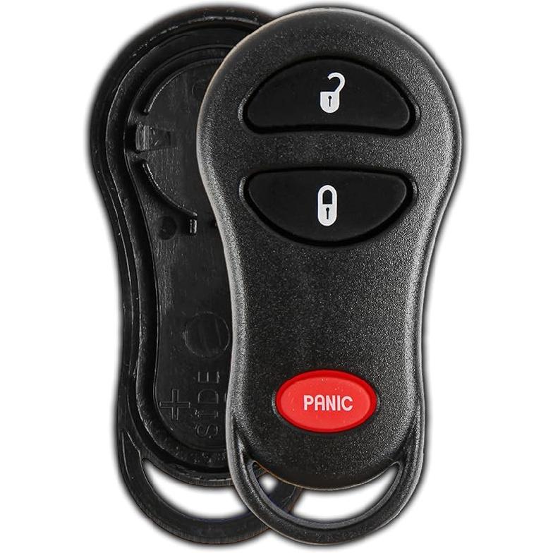 KeylessOption Key Fob Cover Case Replacement for 1999 2000 2001 2002 2003 2004 2005 Chrysler Caravan Dodge Ram Jeep Cherokee Remote Shell, 3-Button