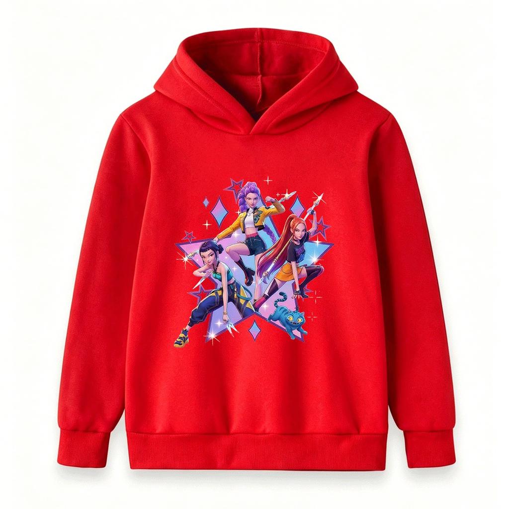 Kids Girls Boys Hoodie Cartoon 3 Action Characters Print Casual Long Sleeve Pullover Sweatshirt for Children