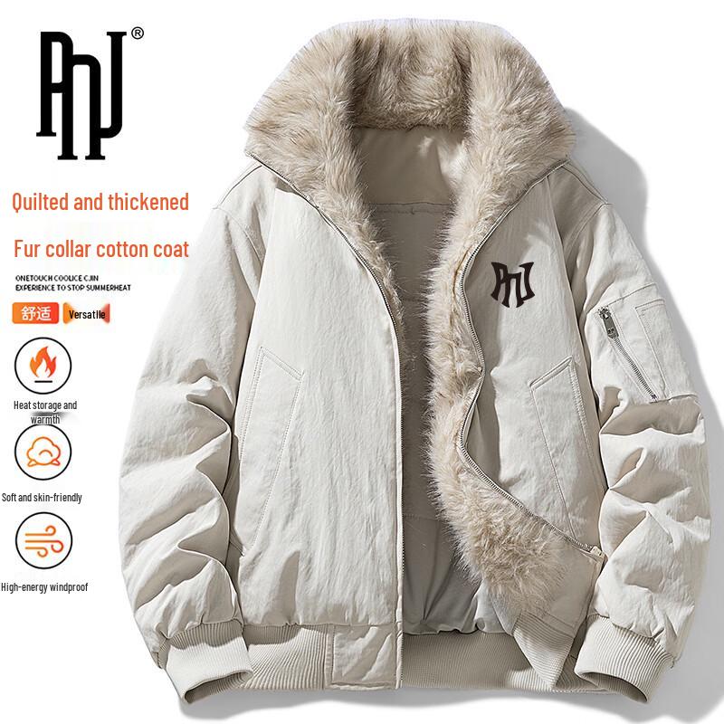 

PNJ Men s American Retro Padded Winter Jacket with Faux Fur Collar XL