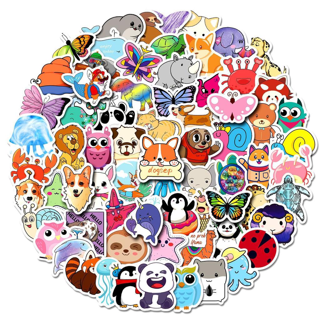 100 Small Size 4Cm American Animal Stickers Cartoon Cute Notebook Skateboard Water Cup Luggage Sticker