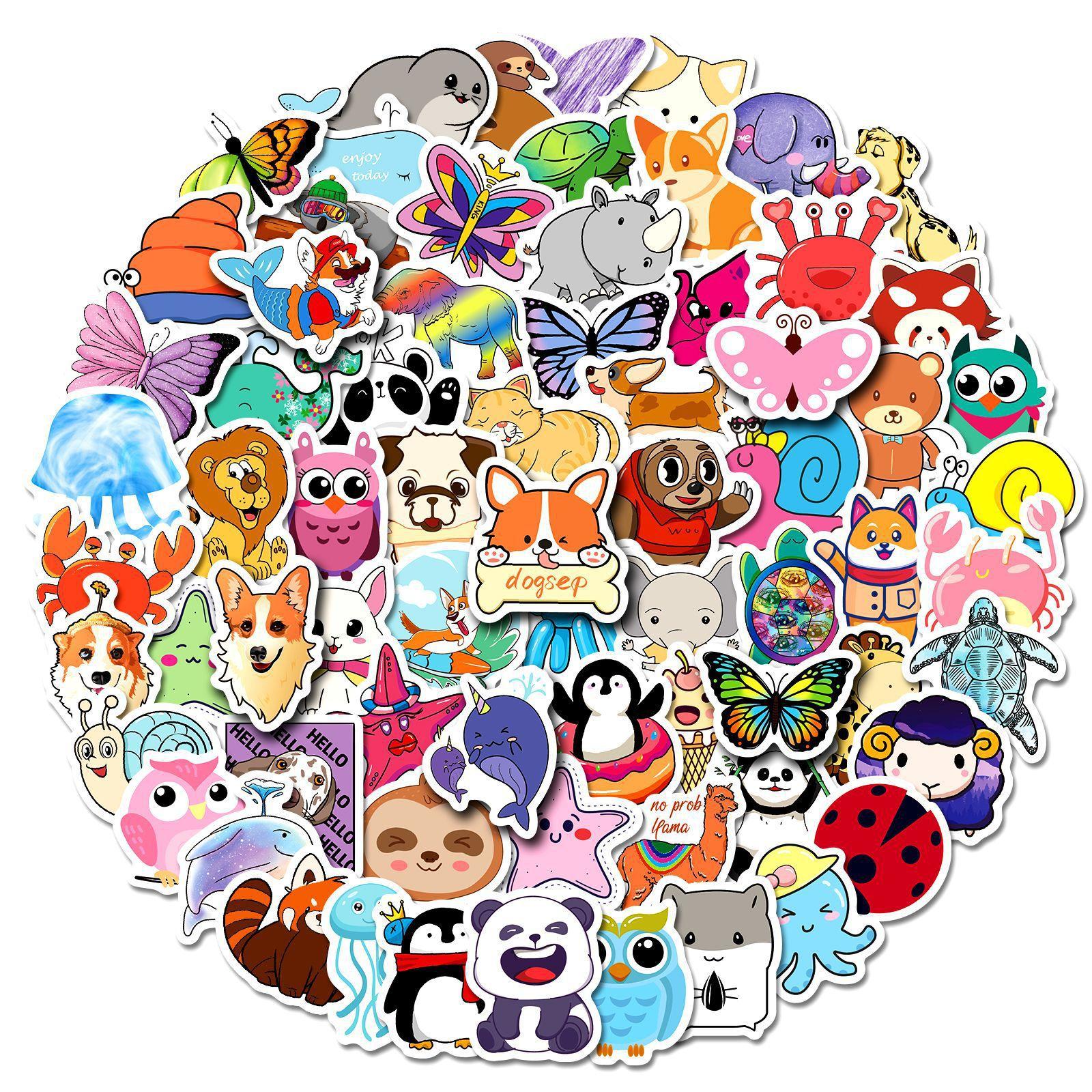 

100 Small Size 4Cm American Animal Stickers Cartoon Cute Notebook Skateboard Water Cup Luggage Sticker