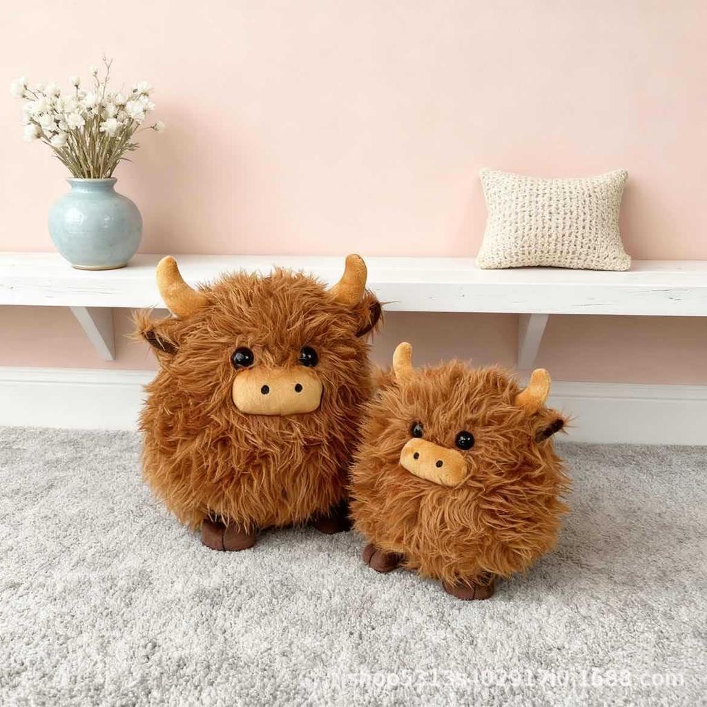 Highland Cow Plush - Realistic Scottish Highland Cattle Stuffed Animal Toy