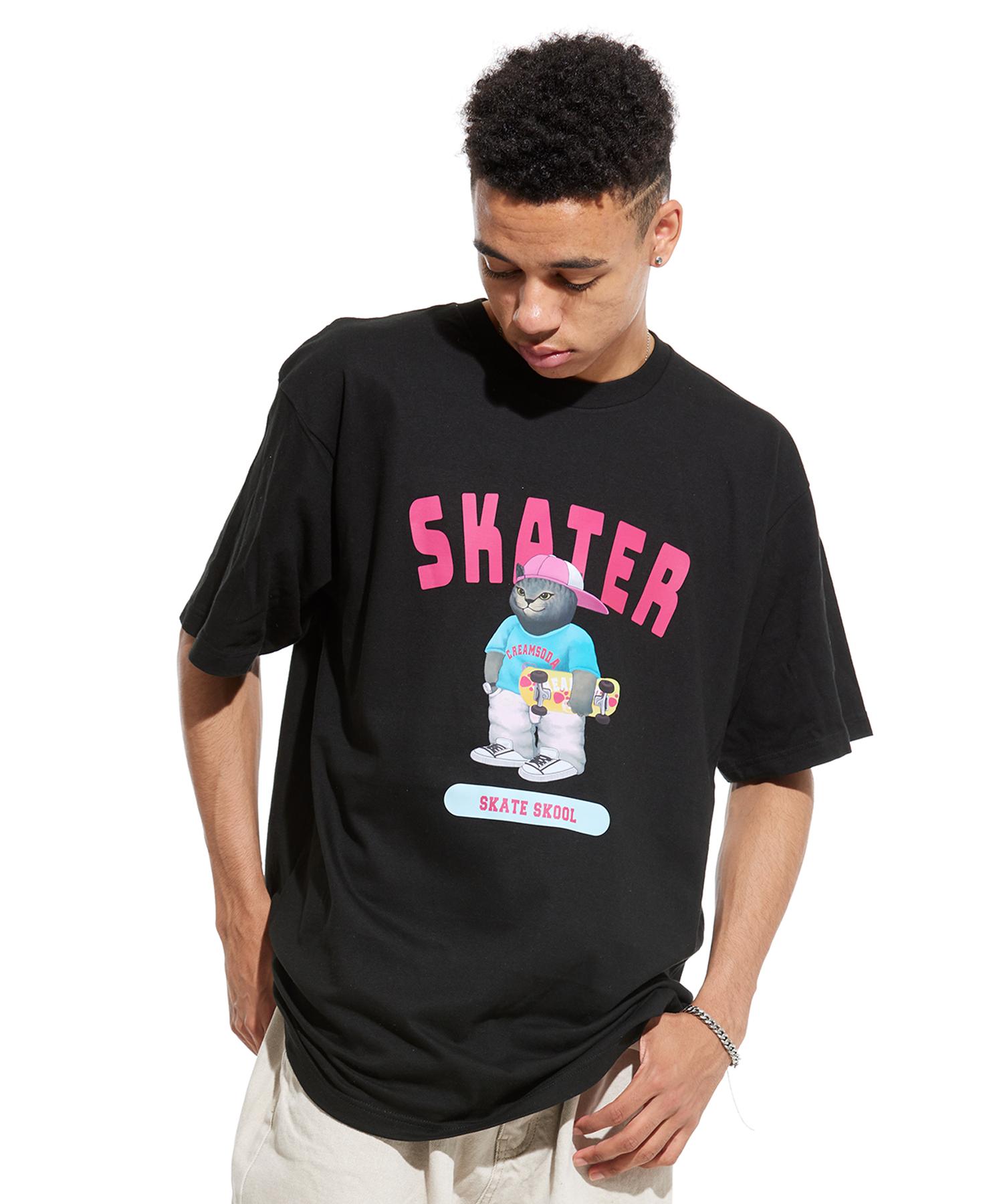 Cream Soda Lab Gray Skater Short Sleeve T-Shirt Black Pink L