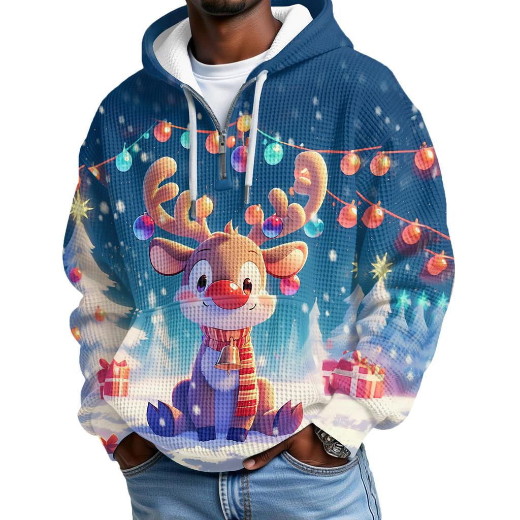 Pánská  Móda  Trendy Mikina s kapucí na půl zipu  Pulovr  Zesílená  Fleecová  Textura  Mikina