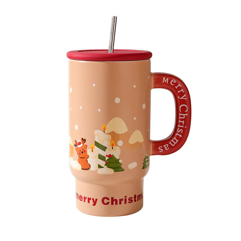Creative Christmas Ceramic Cup With High Value Home Large Capacity Office Couple Water Cup With Gift