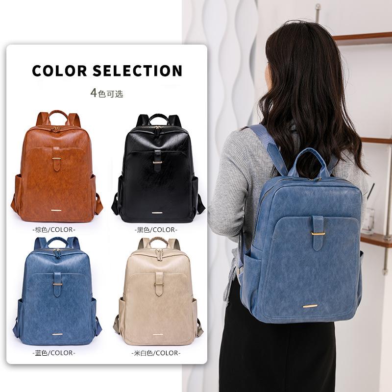 PU Leder Laptop Rucksack für Damen Passend für 15 Zoll Computer Rucksack College Freizeit Tagesrucksack Arbeits-Reisetasche