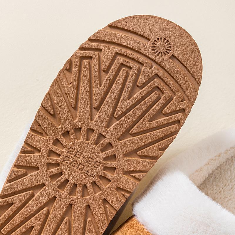 Bear Label Flanged Plush Thick-soled Cotton Slippers Autumn and Winter Couple Indoor Plush Thermal Cotton Slippers