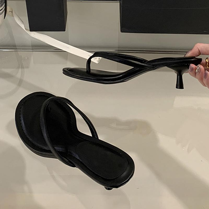 Street Style Low Thin Heels Slippers Women Clip Toe Gladiator Sandals Female Mules Slides Shoes Beach Party Flip Flops