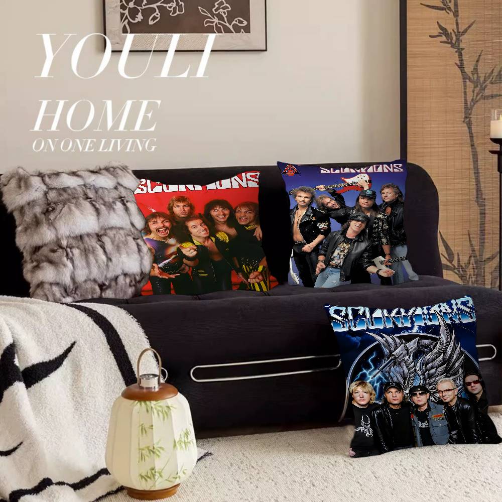 S-ScoRpiOns Band Album Cover Pillow Case Cushion Cover Car Throw Pillow Case For Sofa Car Christmas Gift 40x40cm 45x45cm