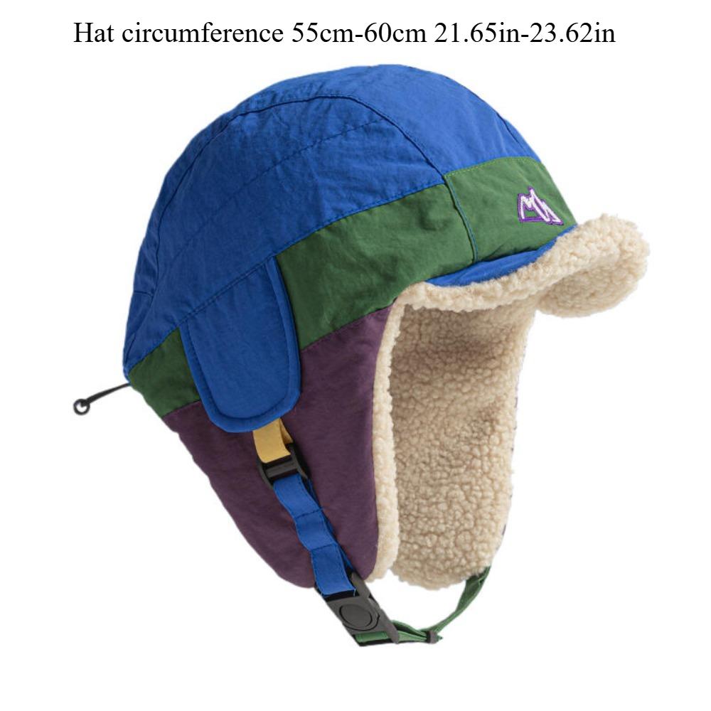 

Winter Windproof Colorful Wool Hat with Ear Protection Quick Dry Warm Beanie for Men Women Outdoor Sports синий