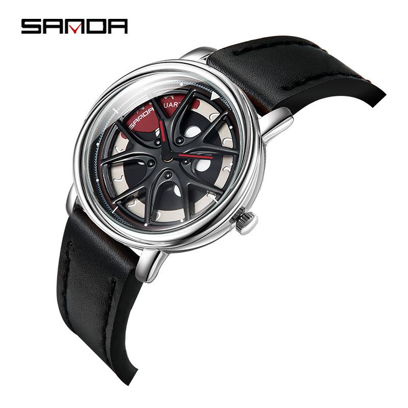 SANDA New Time To Work Fashion Personality Men's Watch Creative Student Sports Belt Watch