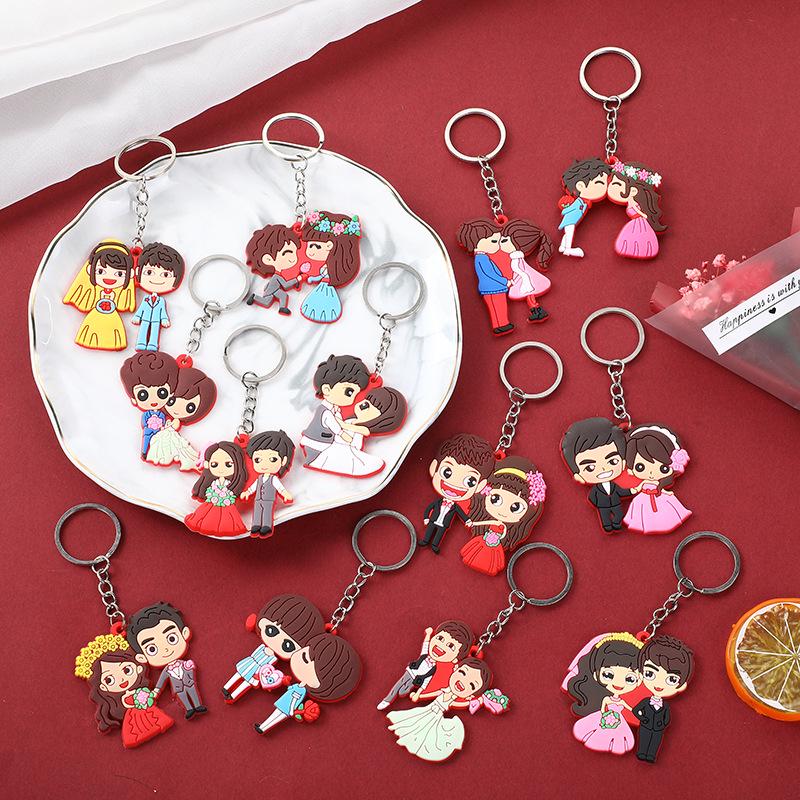Cross Couple Pendant Keychain – Soft Rubber Doll Charm Accessory Epoxy