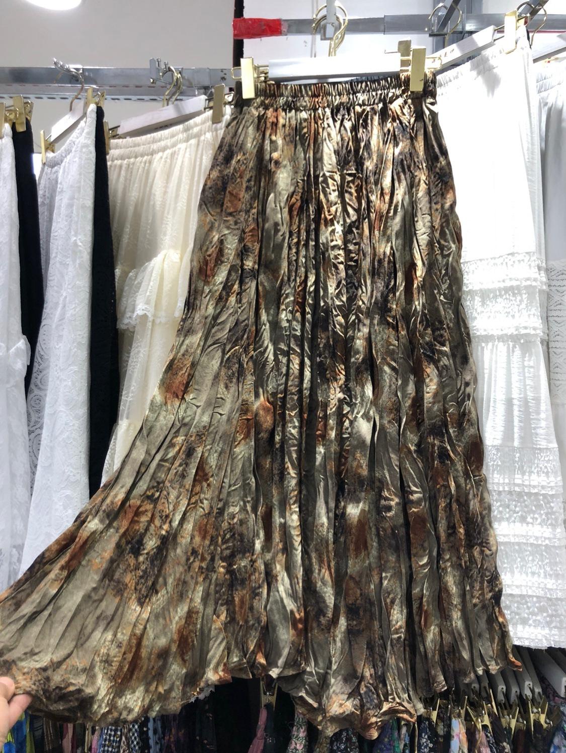 

Юбка-плиссе в стиле ретро зеленого цвета с принтом пятен, женская, весенняя, с высокой талией, карманом-словом, в иностранном стиле, свободная юбка-зонтик с маятником one size fits all темно-коричневого