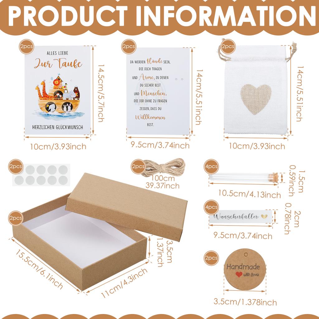 2Set Wish Fulfiller Present Box Set Creative Wish Filler Money Present Box Kit with Sticker Pendant and Test Tube for Birthday