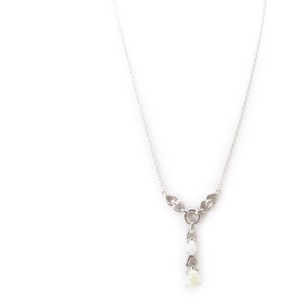 Les Trésors De Lily [J5712] - Silver Necklace 'Opal Goddess' Silver White (rhodium-plated) - 40x25 Mm
