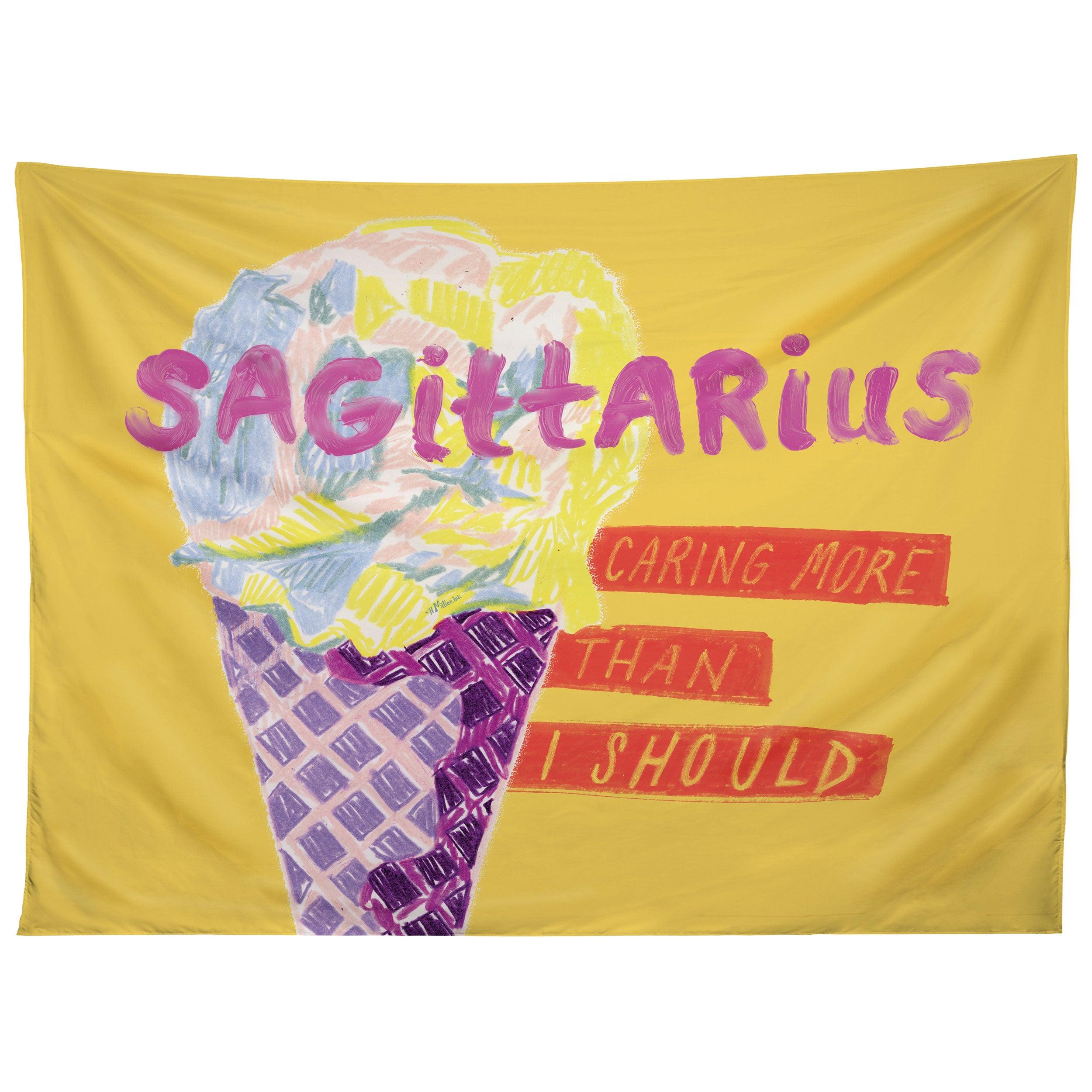 SAGITTARIUS CARES IN SUNSHINE YELLOW tapestry 75x100 чёрный