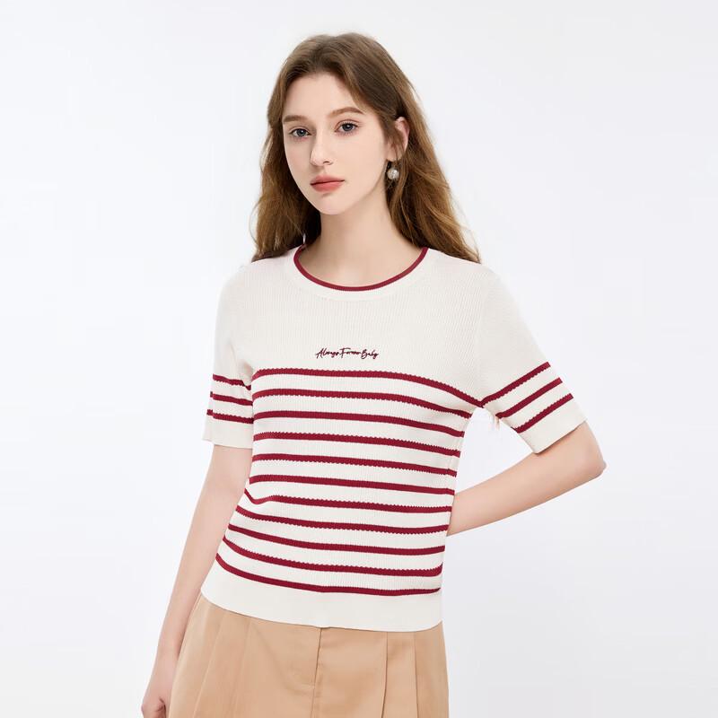 

Women s Color-block Striped Hooded Knit Top S