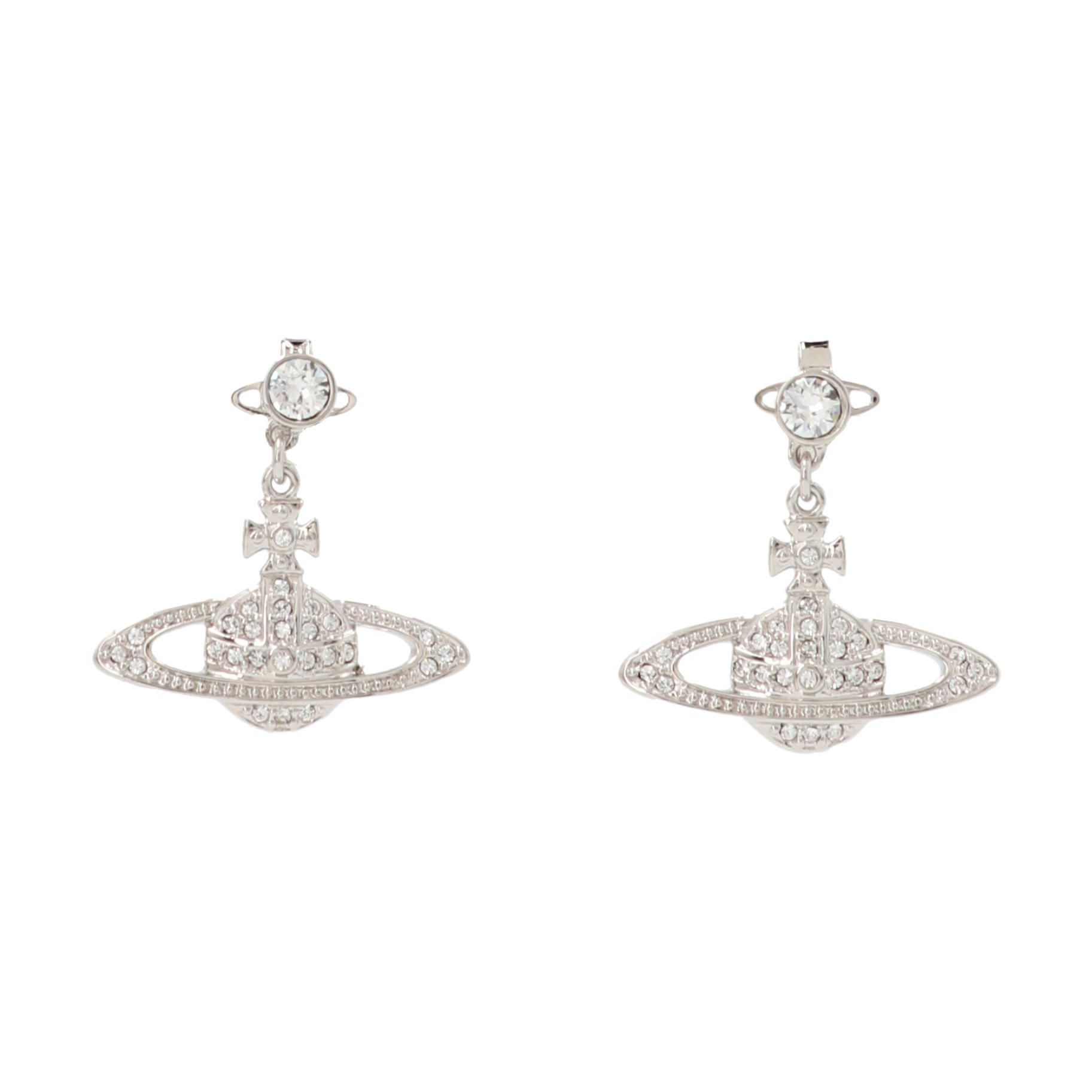 Vivienne Westwood Mini Bas Relief Drop Planet Pendant Earrings Women earrings Brass 6202002502P116CNP116 Box,Silver