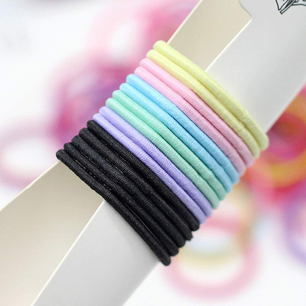 shefun Hair Ties for Kids, Baby Hair Ties, Small Kids Hair Accessories for Girls, Black and Colorful, 100-Piece Set, JP136 (E1-color-small-100)
