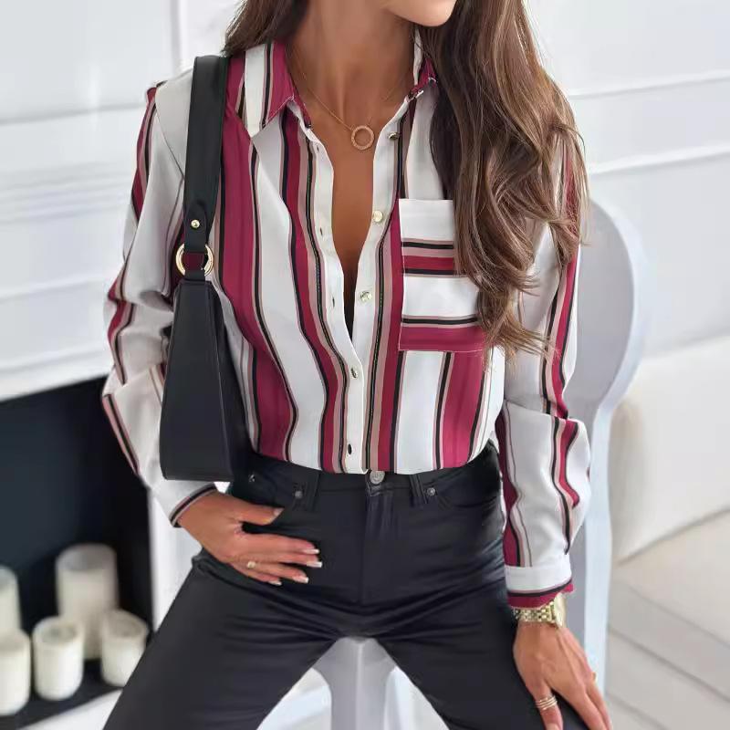 Autumn Leopard Print Zebra Print Shirt Loose Casual Collar Long Sleeved Shirt Blouses & Shirts