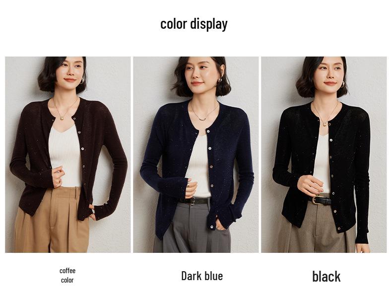 Women's Cashmere Wool Blend Beaded Cardigan - 2024 Autumn/Winter Collection
