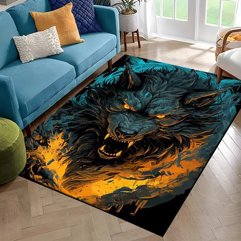 Nordisches Wikingerkrieger Symbol Walhalla Valknut Rune Motto Teppich für Schlafzimmer Wohnzimmer Sofa Zuhause Fußmatte Dekor, Rutschfeste Bodenmatte