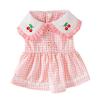 Spring Summer Doll Collar Cherry Embroidery Puppy Dog Dress Princess Wind Cat Skirt Pet Two-legged Dog Dress