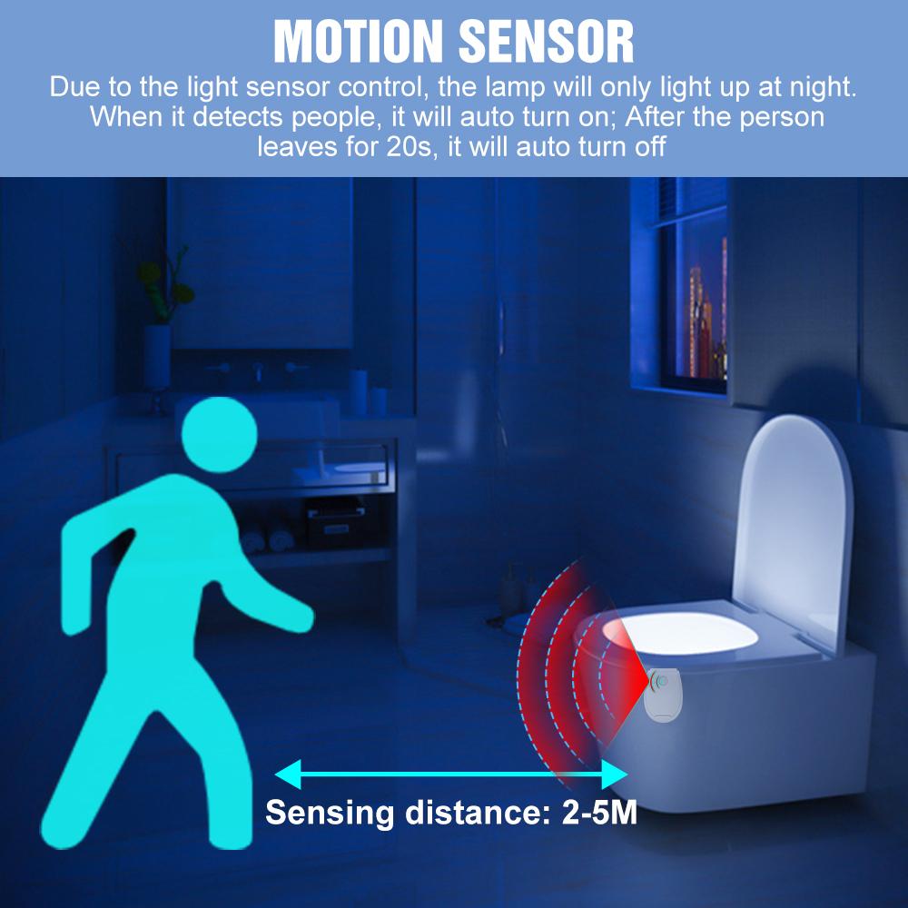 2-Packs LED Toilet Lamp Smart Toilet Bowl Seat Backlight Nightlight PIR Motion Sensor 3 Modes Colors Bathroom Atmosphre Lighting