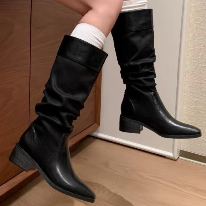 Knee High Women Boots Mid Heels Goth Fashion Heeled Shoes New Trend Pumps  Winter Casual Woman Chelsea Long Botas Mujer