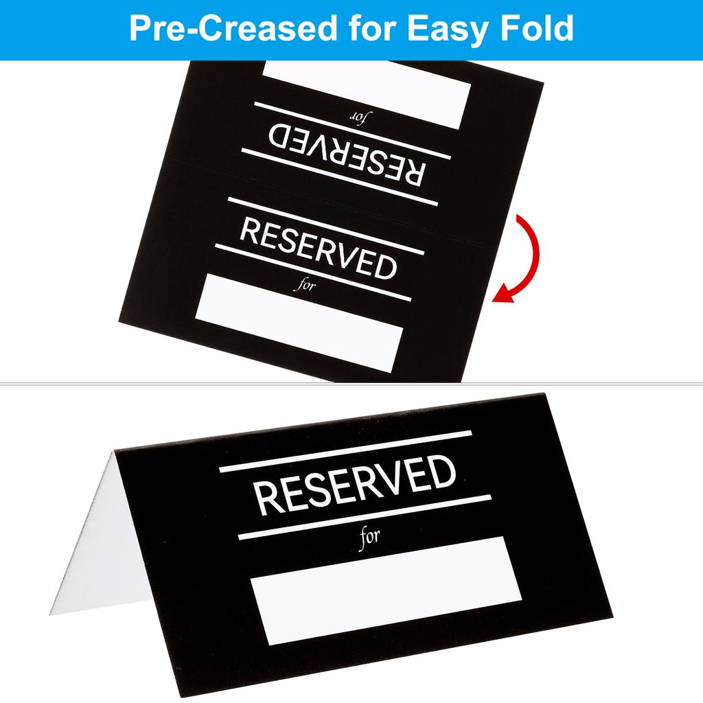 20/40/80pcs Reserved Table Signs Double Sided Seating Name Cards Tables Tent Blank Card for Wedding Restaurant Party Event