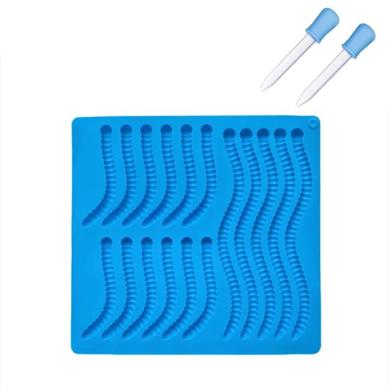 Silicone Gummy Worm Mold Non-Stick Design for Easy Release DIY Chocolate Candy Maker Ice Grid Tray for Baking Pudding Biscuits