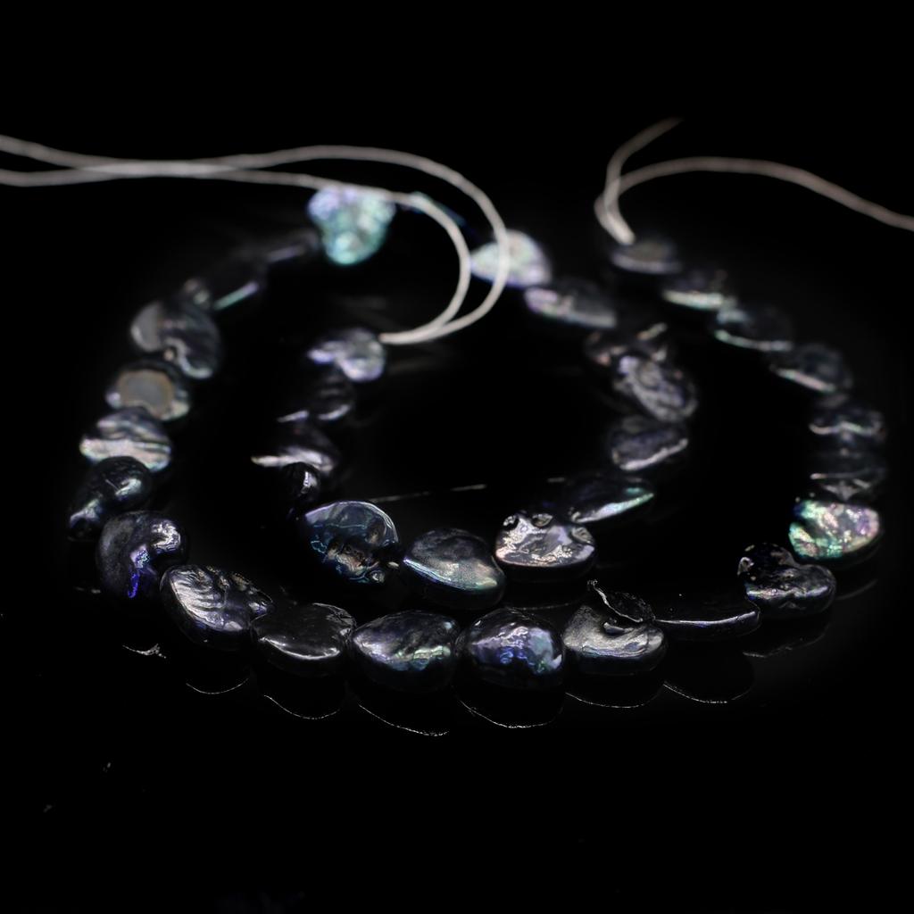 1 corda, contas de pérolas artificiais barrocas estilo diablo, coração preto, 1,1-1,2 cm, para colares, pulseiras, acessórios para mulheres, artesanato para fazer joias, 36 cm