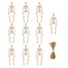 10 Pcs Mini Skeleton Figurine Decoration 6" Posable Human Bone Statue Plastic Skull Prop for Halloween Home Haunted House Party Favors