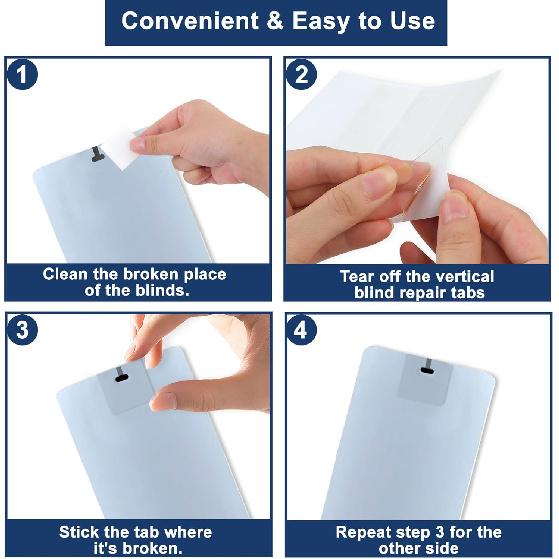 Vivinin 1.18×1.18in Vertical Blind Repair Piece 90P, White
