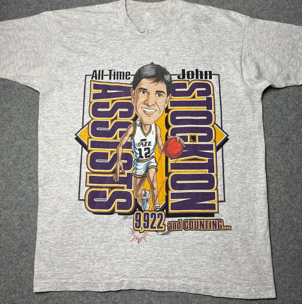 All-Time Assist Leader John Stockton Caricature T-Shirt Cotton Tee S-4XL Unisex T-Shirt S