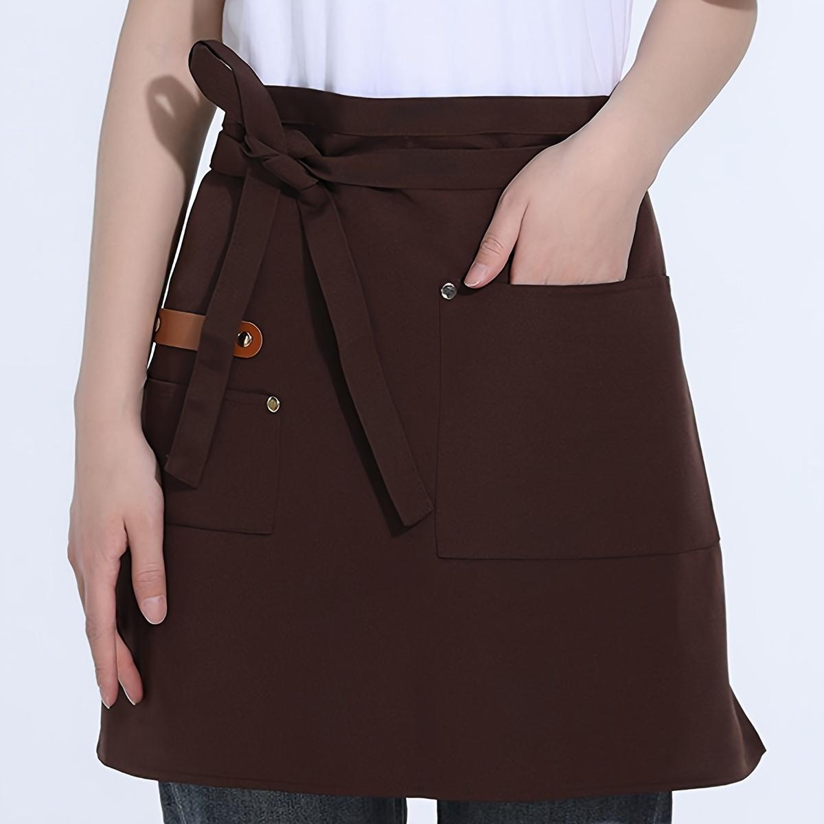 

[Кухонный холщовый фартук | Женский] 1 шт. Расширенный поясной ремень Усиленный шов Кухонный холщовый фартук | Женский Ресторан Официантка Полуфартук 1pc коричневый