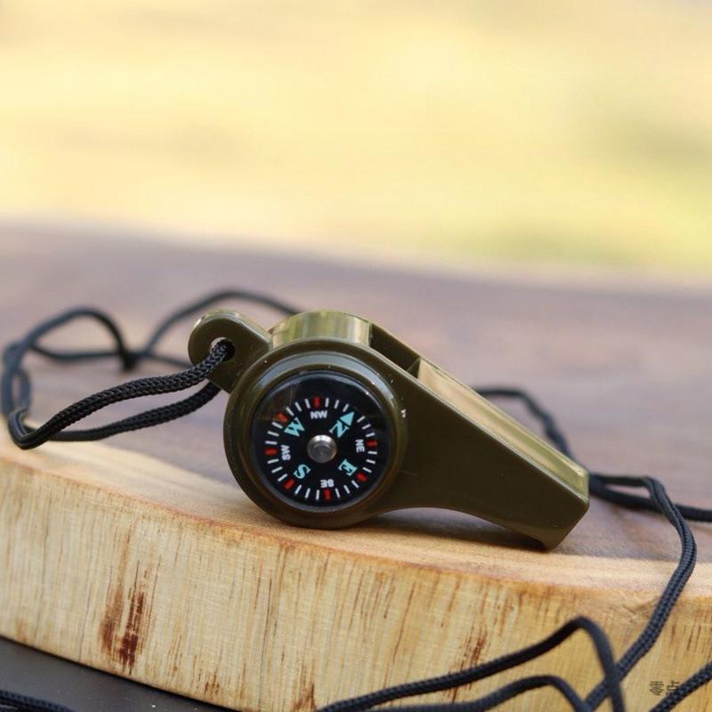 3 In 1 Emergency Safety Whistle Loud Survival Whistle Multi Functions with Mini Compass for Outdoor Hiking Camping Boating