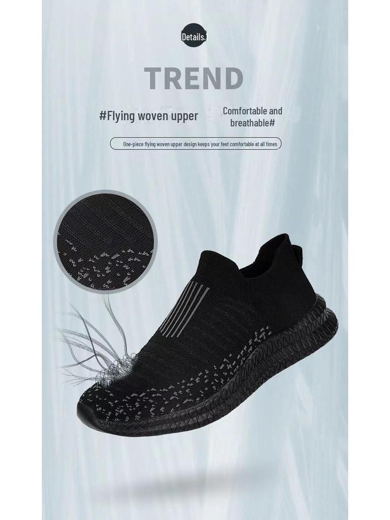 Atmungsaktive Mesh-Laufschuhe im neuen Stil für Herren – weiche Sohle, fliegende gewebte Oberfläche, lässig und bequem.