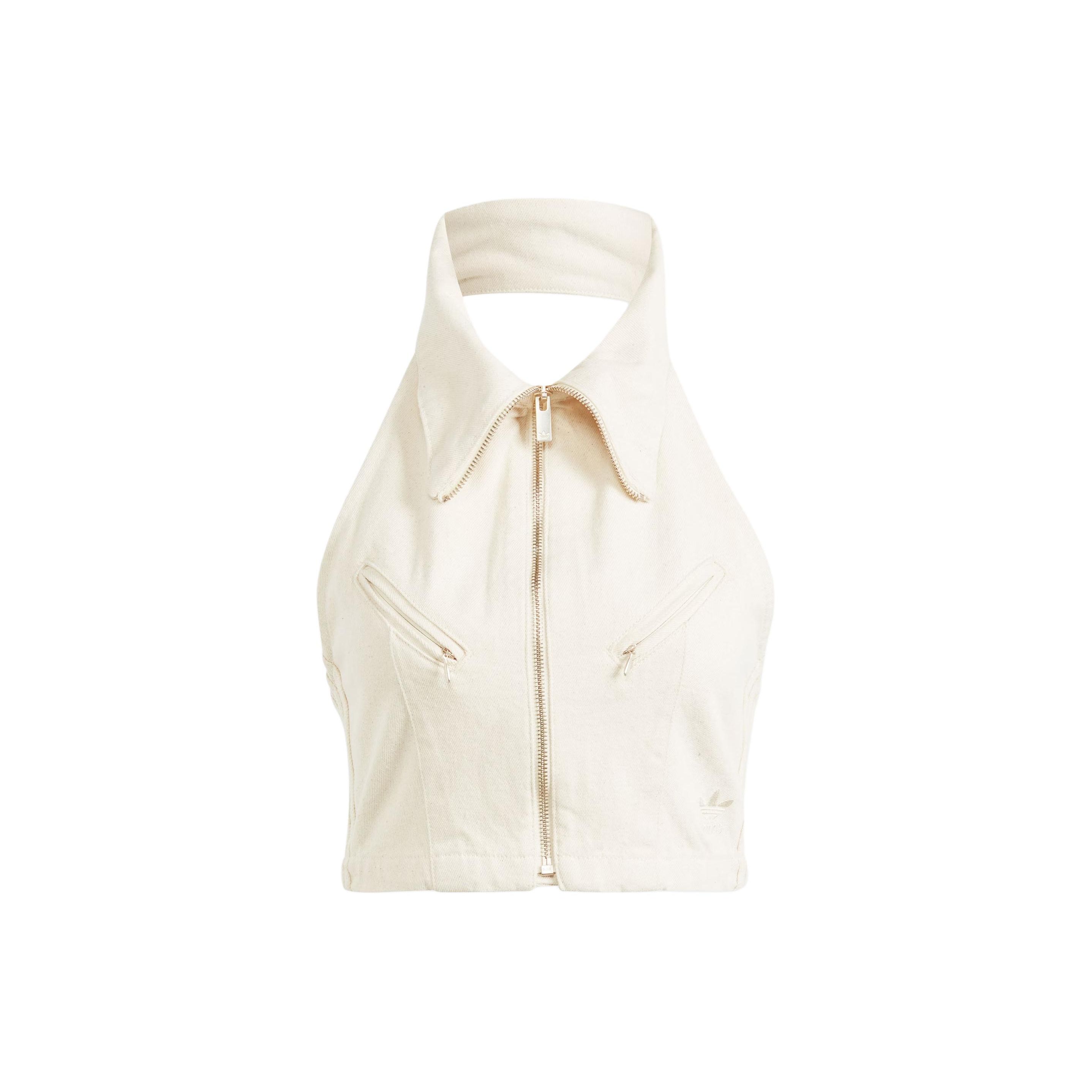 Adidas Originals Montreal Denim Cropped Vest Women White IS3580 S