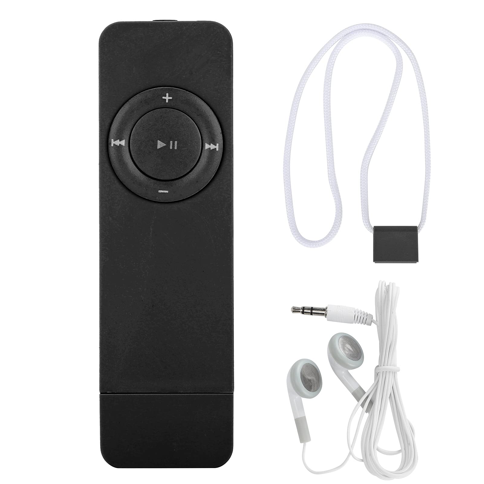 

Durable MP3 Player with USB Compact Digital Audio Voice Recorder 3.5mm Earphones, Strap, Charging, Player, (Black) чорний