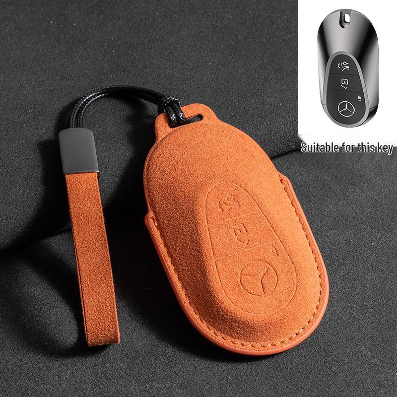 Mercedes Key Case with Alcantara, Compatible with E-Class, S-Class, C-Class, B-Class, GLC, GLB—Full Coverage Protection