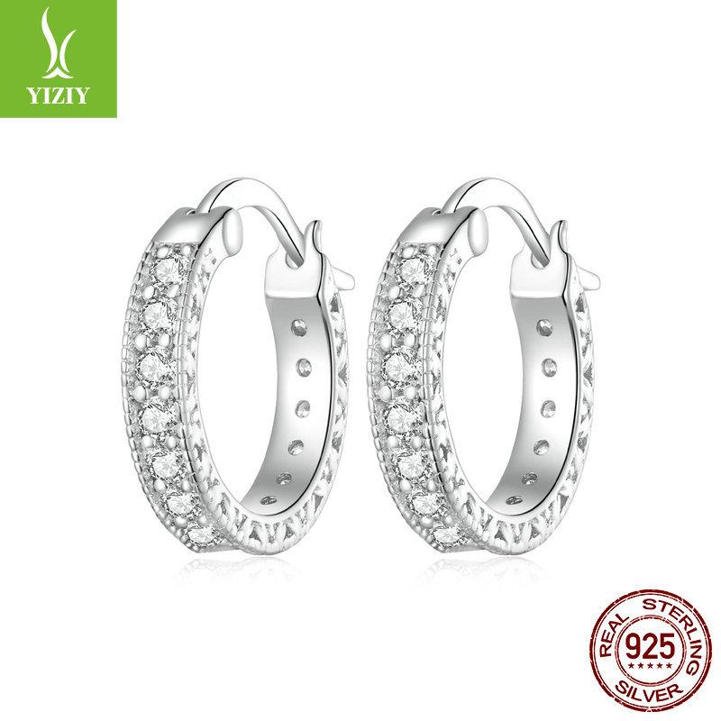 S925 Sterling Silver Earrings Women'S, Personalized High-End Zircon Ring Earrings Jewelry